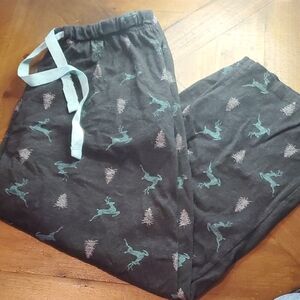 Elegant Black Pajama Pants with Teal Deer Design